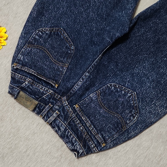 RARE!! Vintage Lee Riders Dark Acid Wash High Rise Tapered Leg Baggy "Mom" Jeans - Picture 5 of 14
